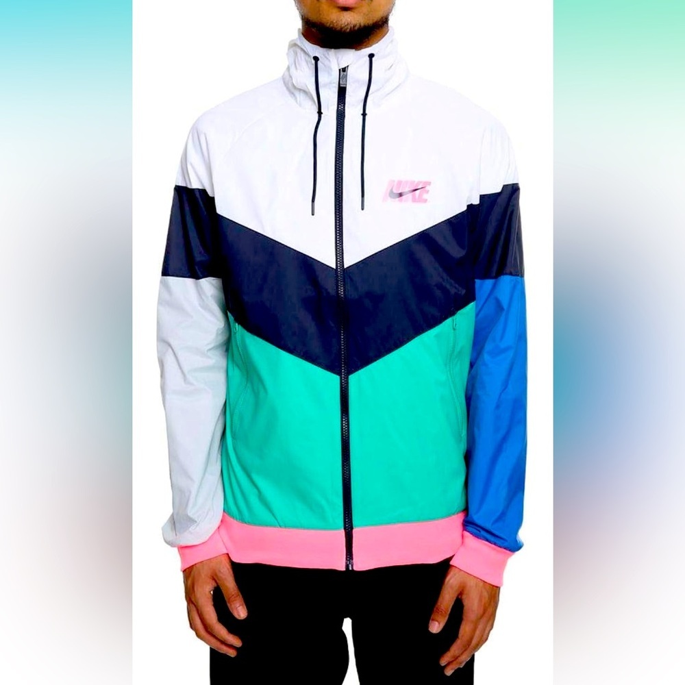 Nike Sportswear $99 Retro Windrunner Jacket White/Multicolor Colorblock Small